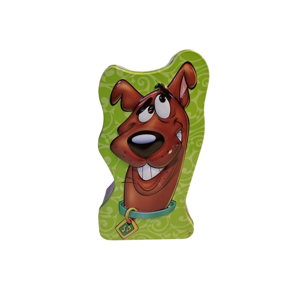 Vintage Scooby Doo Tin Metal Box Head Face Green Purple 1999 Hanna Barbera